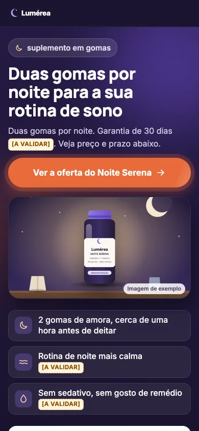Primeira tela do modelo Ponte no celular, com marca fictícia